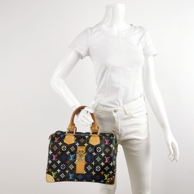 Louis Vuitton x Takashi Murakami Speedy 30 Lock Black Multicolor