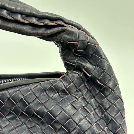Bottega Veneta Belly Hobo Intrecciato Leather Navy Purple Inside 5077 Medium 40cm