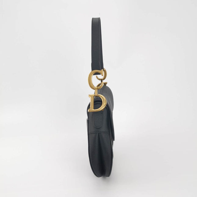 Sold Dior Saddle Black Medium Grained Leather Handbag