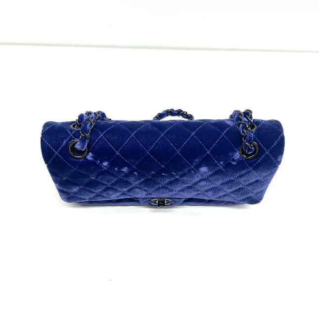 Chanel Classic Flap Medium Royal Blue Velvet Silver Hardware
