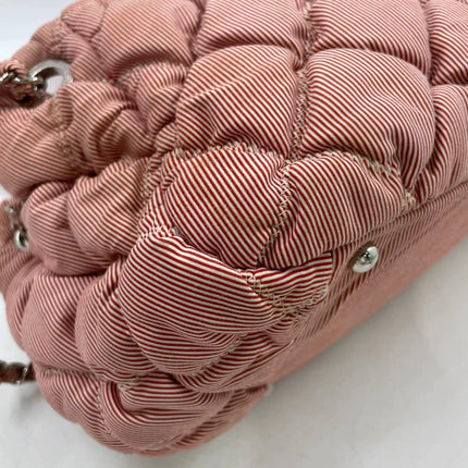 Chanel Nylon Bubble Striped Quilt Accordion Flap Bag Pink