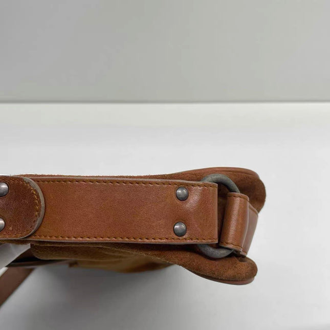 Dior Vintage Gaucho Large Brown Suede Leather Crossbody Bag