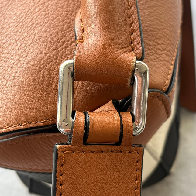 Loewe Puzzle Small Black White Brown Stripes Crossbody Bag 2019