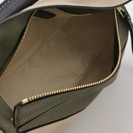 Loewe Puzzle Medium Tricolor Green Beige Calfskin leather bag