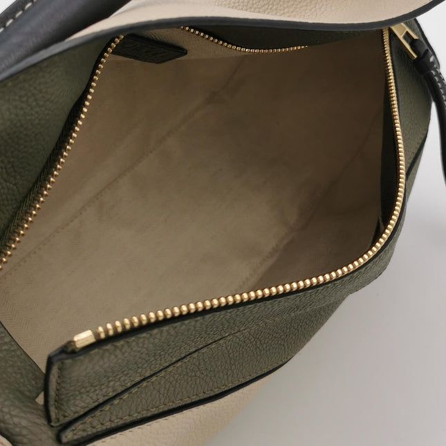 Loewe Puzzle Medium Tricolor Green Beige Calfskin leather bag