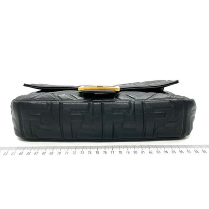 Sold Fendi Baguette Black Leather 3D FF Motif Crossbody bag Medium