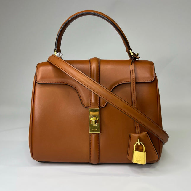 Celine 16 Bag Small Caramel Natural Tan Smooth Calfskin Leather