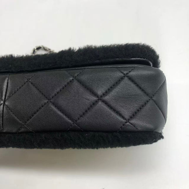 Chanel Medium Flap Bag Shearling and Leather Pop Art N.5 Silver Hardware