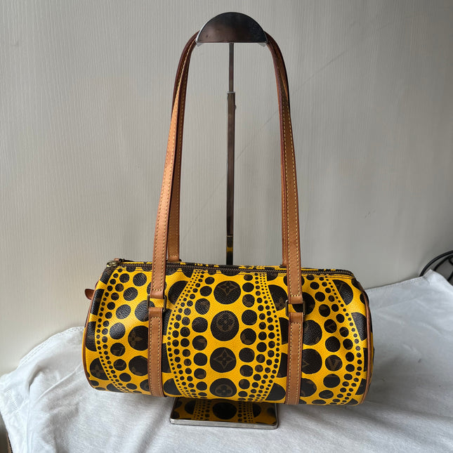Louis Vuitton x Kusama Papillon 28 Yellow Polka Dots Handbag