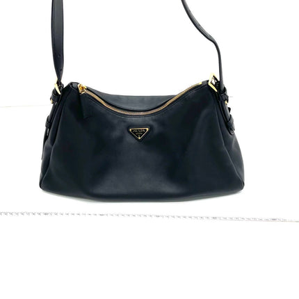 Prada Aimée Black Large Calfskin Leather Shoulder Bag