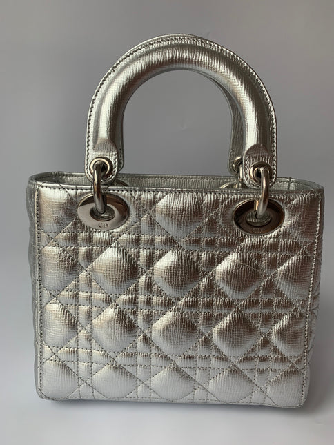 Sold Lady Dior ABCdior Small Silver Cannage Lambskin Handbag