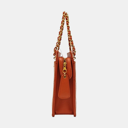 Chanel Vintage Small Matelasse Orange Caviar Leather Top Handle Bag