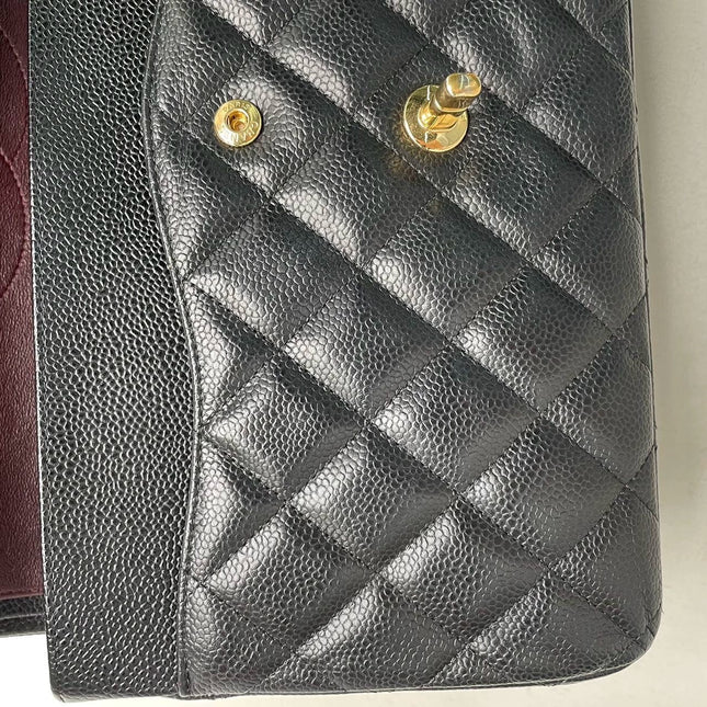 Chanel Classic Flap Jumbo Black Caviar Leather Double Flap with Gold Hardware, 2012