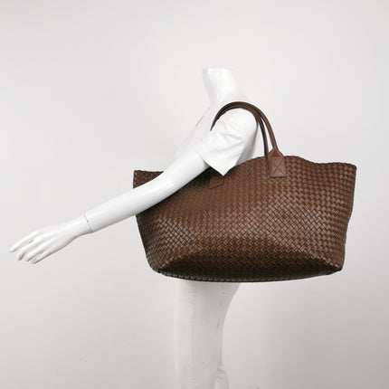 Bottega Veneta Cabat Tote Intreccio Leather Dark Chocolate Brown 44cm
