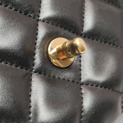 Chanel Classic Flap Jumbo Black Lambskin Leather Single Flap Gold Hardware 2009-2010