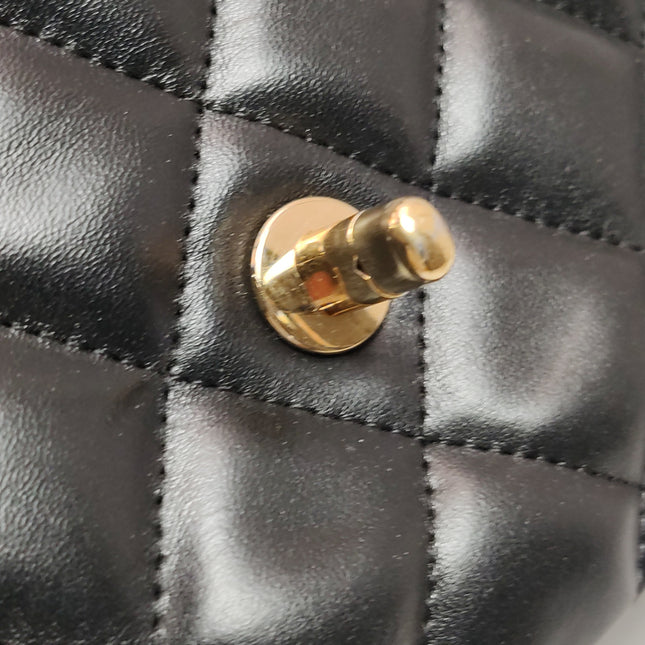 Chanel Classic Flap Jumbo Black Lambskin Leather Single Flap Gold Hardware 2009-2010