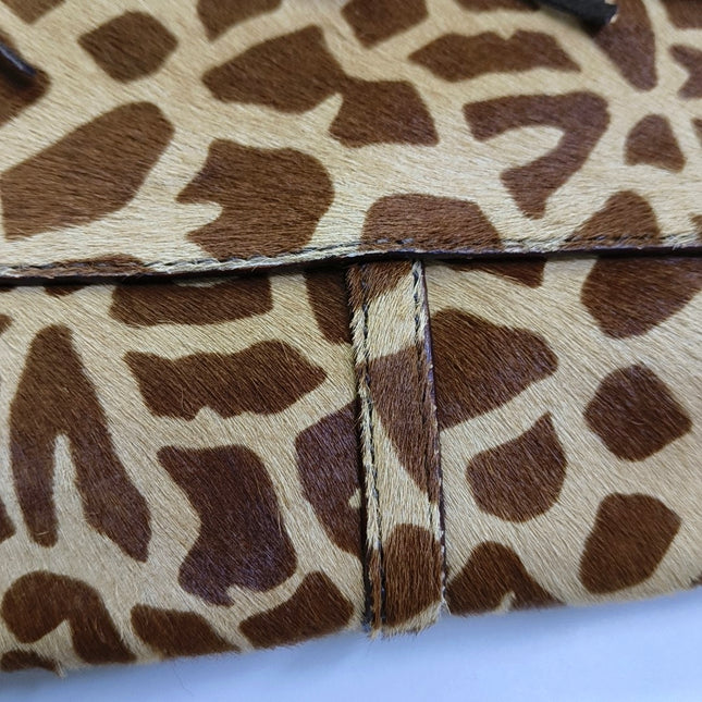 Prada Messenger Leopard Print Pony-style Calfskin Fringe Trimmed Shoulder Bag