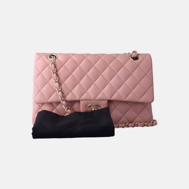 Sold Chanel Timeless Classic Flap Medium Cherry Blossom Pink Lambskin Leather Gold Hardware, 2014-2015