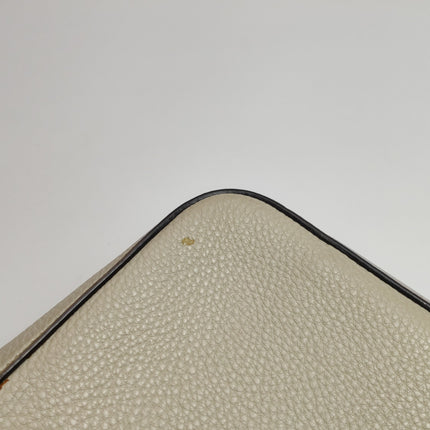 Fendi Baguette Selleria Medium White Grey Calfskin Leather Green Interior Crossbody Bag