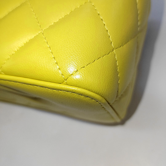 Sold Chanel Vanity Case Mini Lambskin Leather Yellow Gold Ball Adjustable Strap, Chip