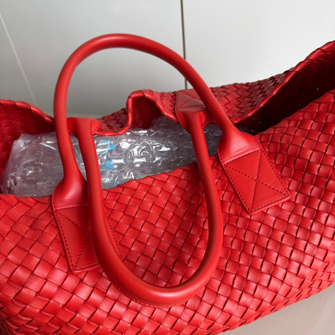 Bottega Veneta Cabat Large Intreccio Red Leather 40cm