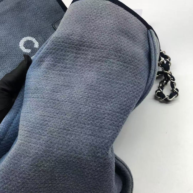 Chanel Deauville Tote Medium Navy Denim Top Handle 2012
