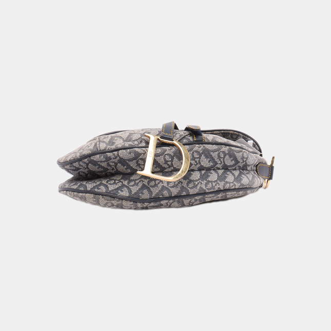Dior Saddle Vintage Navy Oblique with Multicolor Silk Lining