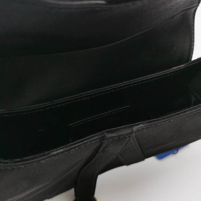 Dior Saddle Mini Silk Handbag Black with crystals