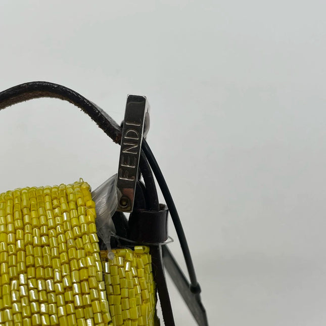 Fendi Baguette Vintage Shoulder bag with Glitter Yellow Beads