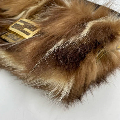 Fendi Baguette RARE Skunk Fur Vinyl Zucchino Strap Tobacco Multicolor