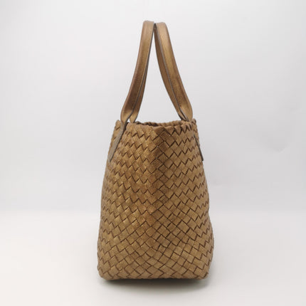 Bottega Veneta Cabat PM Intreccio Leather Tote Bag Gold 32cm