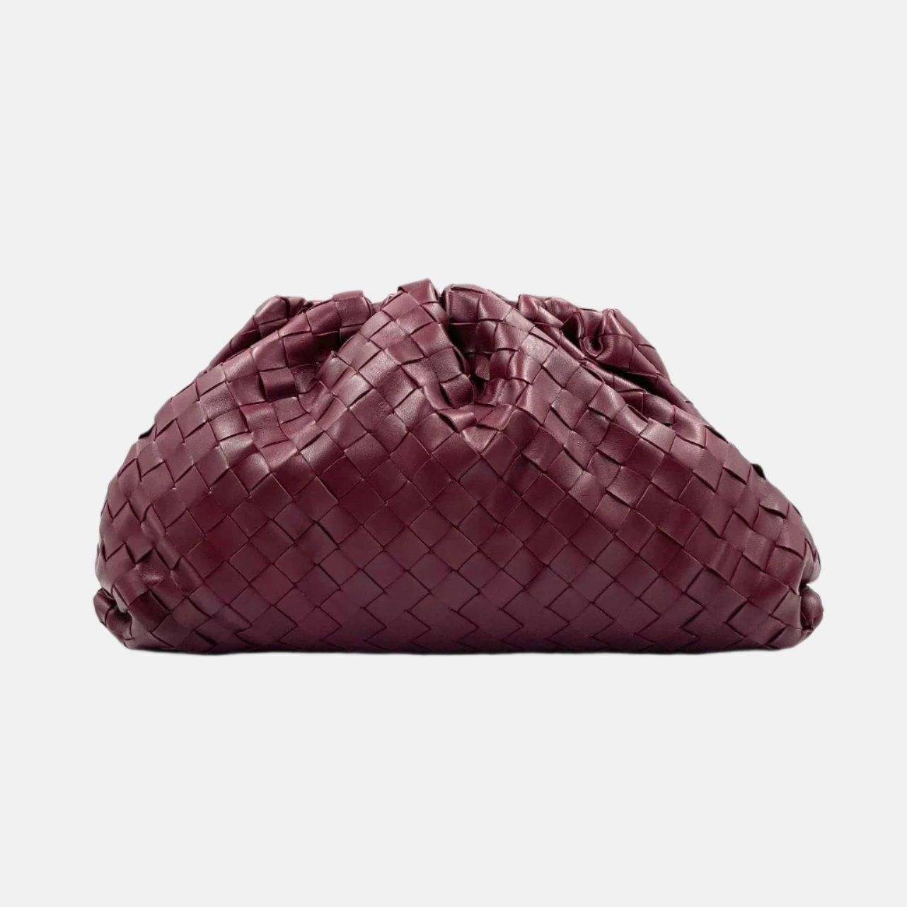 Bottega Veneta Pouch Large Intrecciato Leather Clutch Burgundy