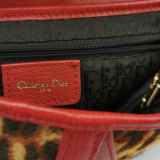 Sold Dior Saddle Vintage Leopard Print Ponyhair and Red Leather John Galliano Rare