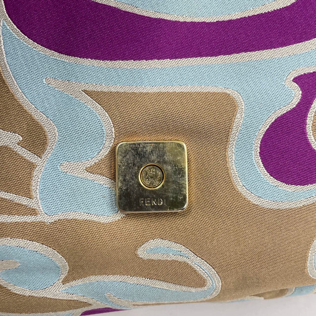 Sold FENDI Baguette Multicolor Purple Fabric with Psychedelic prints