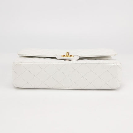 Chanel Classic Flap Medium 2010 White Caviar Leather Gold Hardware