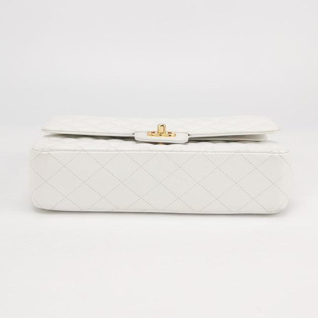 Chanel Classic Flap Medium 2010 White Caviar Leather Gold Hardware