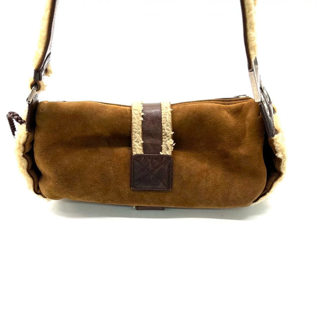 Dior Flight Medium Brown Shearling Leather with Orange Tag Shoulder Bag