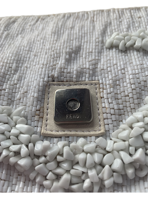 Sold Fendi Baguette White Beaded with Stones in Wave Pattern