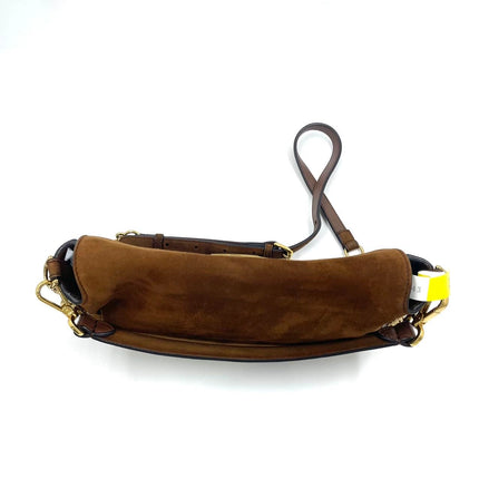 Fendi Baguette Selleria Suede Leather Crossbody Bag Medium Caramel Tan