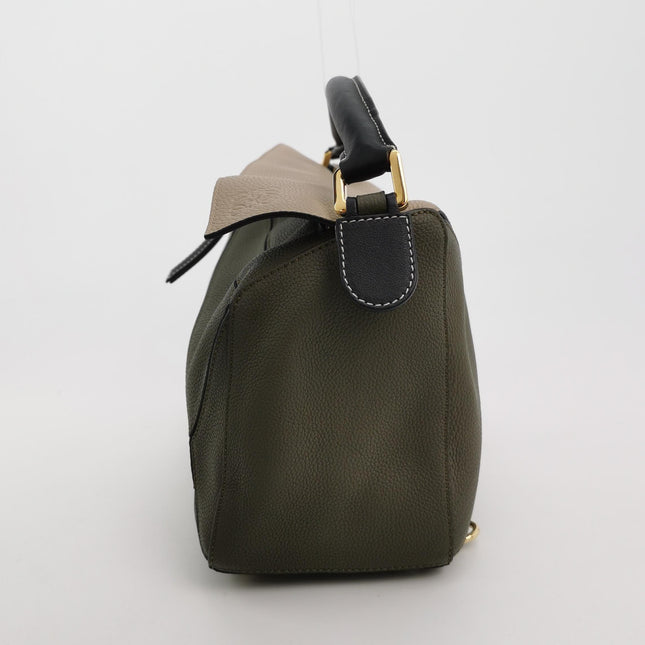 Loewe Puzzle Medium Tricolor Green Beige Calfskin leather bag