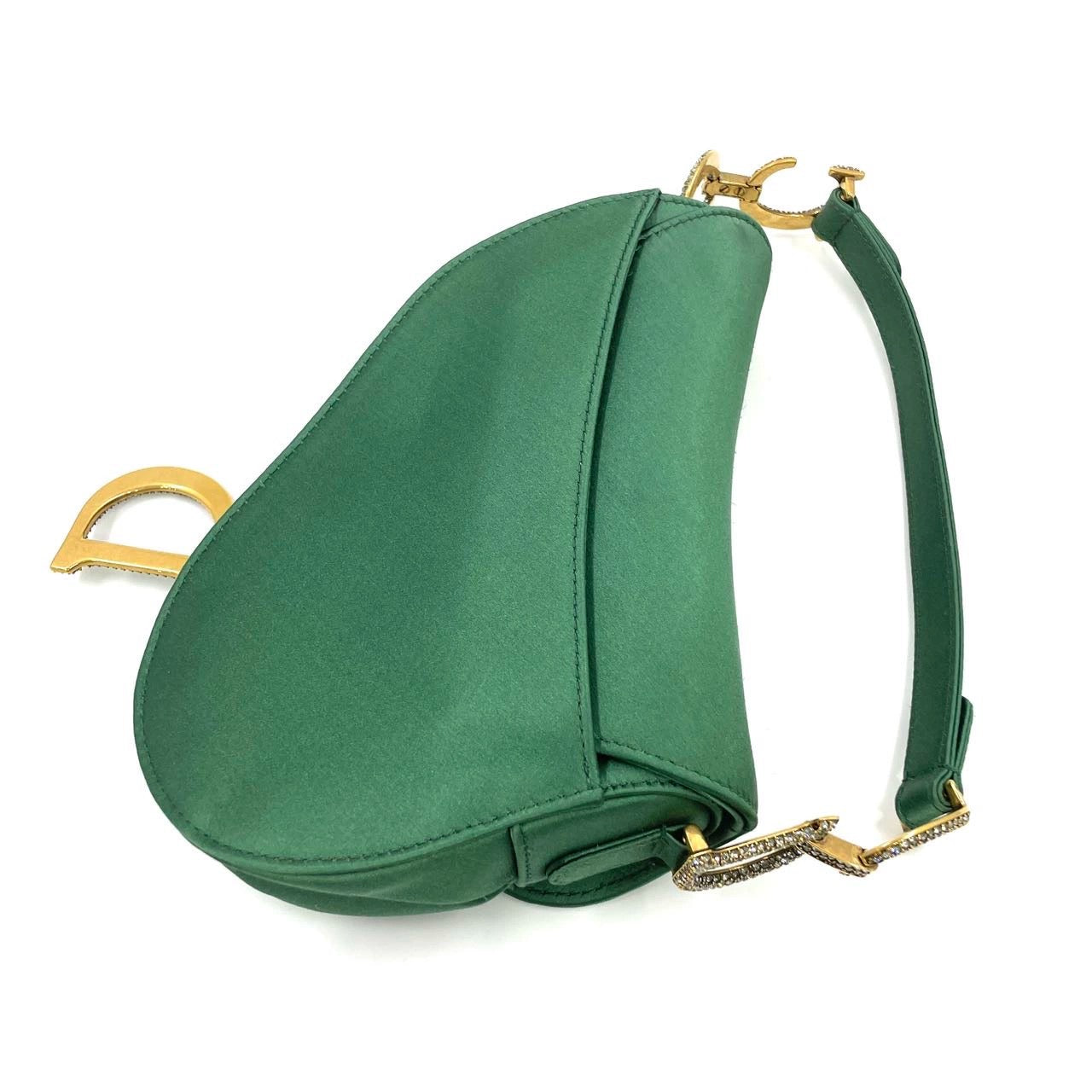 Dior Saddle Mini 2019 Silk Emerald Green with crystals