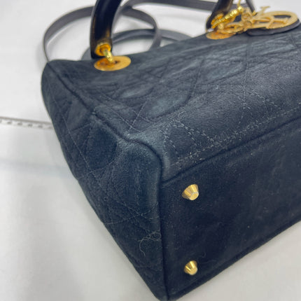 Lady Dior Vintage Medium Black Suede Leather Gold Hardware 1997