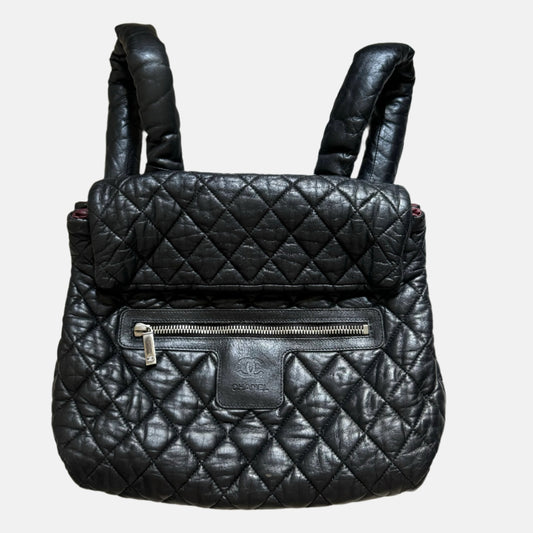 Chanel Coco Cocoon Flap Backpack Lambskin Leather Diamond Quilted Black, 2009-2010-Luxbags