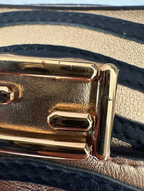 Fendi Nano Baguette Charm Gold Shiny Leather with Black Paints