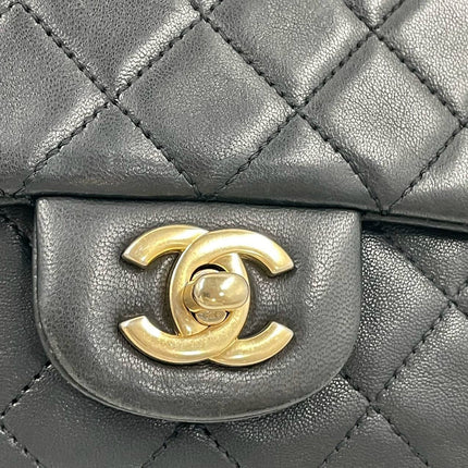 Chanel Classic Flap Medium Black Lambskin Leather Valentine Marine Charms
