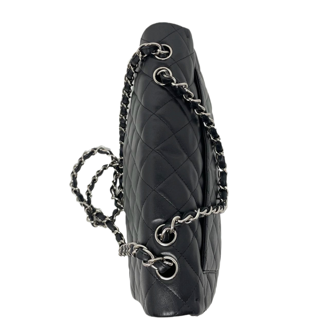 Sold Chanel Classic Flap Jumbo Large Black Lambskin Leather with Silver hardware