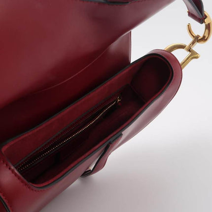 Sold Dior Saddle Shoulder Bag Medium Red Smooth Leather Gold Hardware