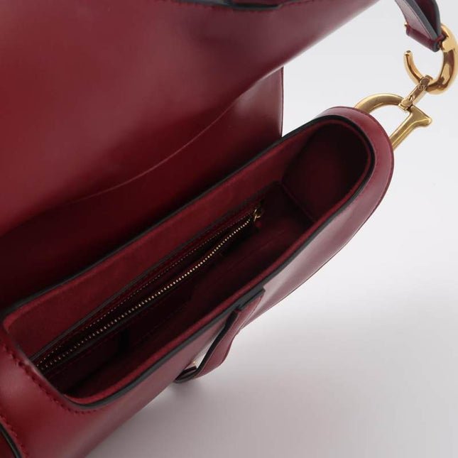 Sold Dior Saddle Shoulder Bag Medium Red Smooth Leather Gold Hardware