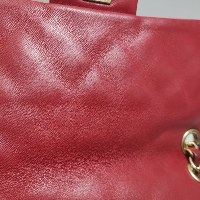 Chanel Seasonal Flap Medium Red Lambskin Leather Valentine Marine Charms