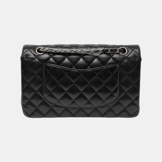Chanel Timeless Classic Flap Medium Black Lambskin Leather Silver Hardware, 2013-2014